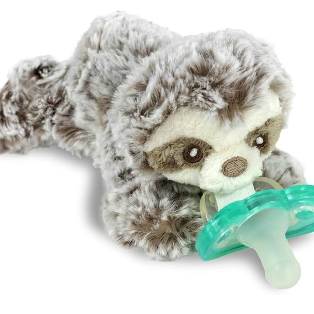 Raz Buddy Tan/White Sloth Pacifier Holder 6" Plush Stuffed Animal 2023